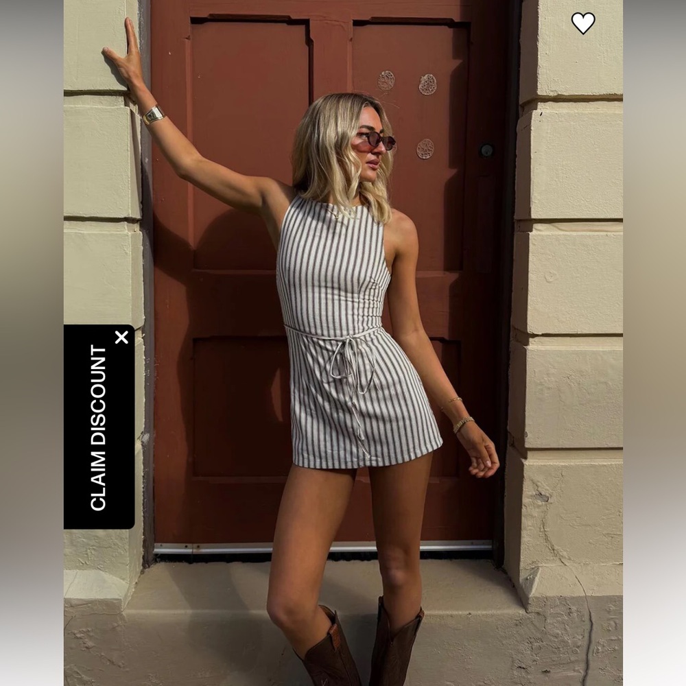 Princess Polly Striped Mini Dress - White and Gray